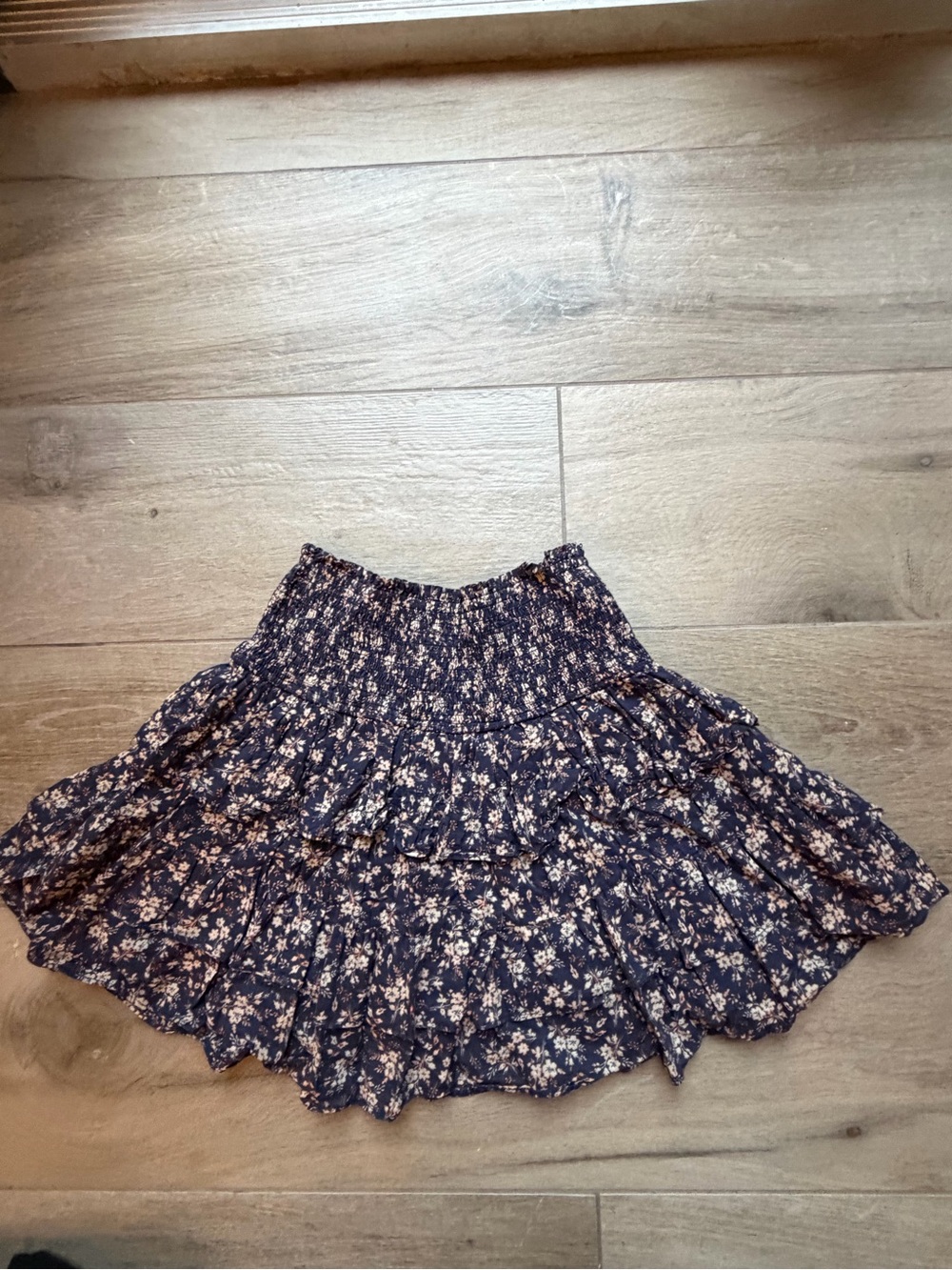 Olivaceous Navy Blue Floral Tiered Skater Skirt